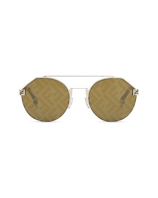 Fendi Men's Monogram-Lens Round Sunglasses