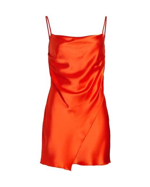 ASYOU bra insert satin cowl slip dress in orange
