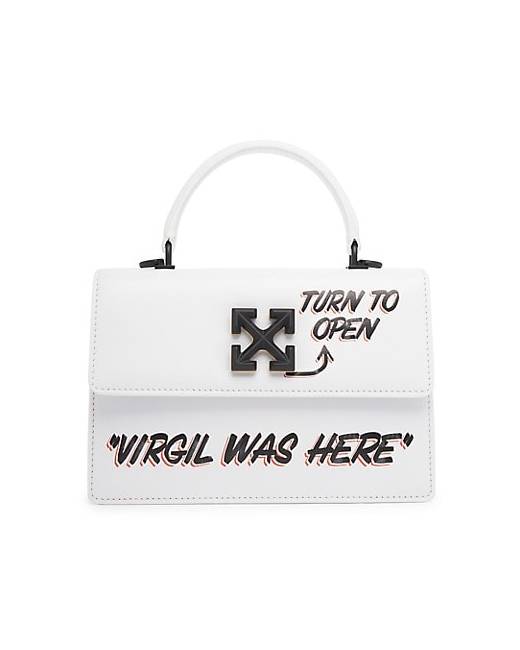 Off-White c/o Virgil Abloh cut Here Jitney 1.4 Leather Top Handle Bag in  Black