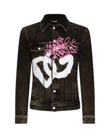 DOLCE & GABBANA Spray Logo Print Denim Jacket