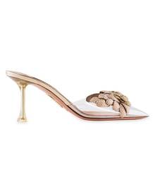 Aquazzura Galactic Flower PVC & Leather Mules
