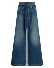 Hudson Jeans Belted High-Rise Rigid Wide-Leg Crop Jeans
