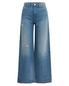 Hudson Jeans Zoe Petite Ultra High-Rise Stretch Distressed Wide-Leg Jeans