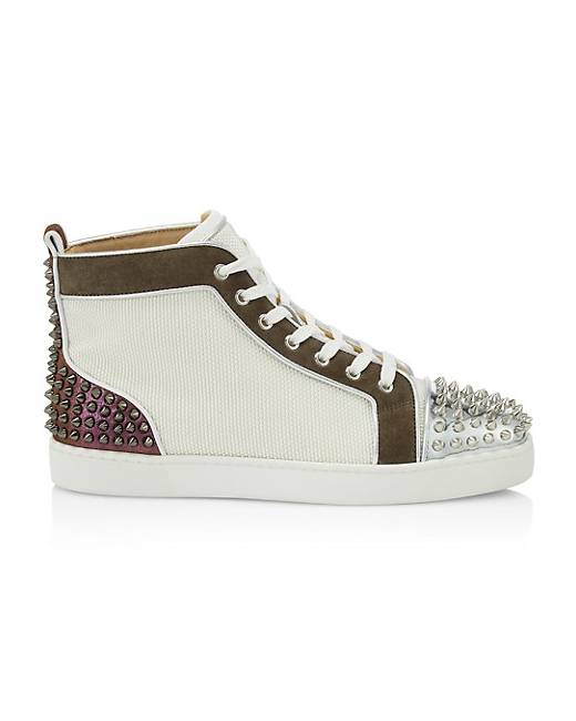 Christian Louboutin Men's Louis Spikes Flat High-Top Sneakers