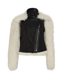 Yigal Azrouël Serenity Leather & Dyed Shearling Moto Jacket