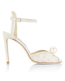 Jimmy Choo Sacora 100 Faux Pearl Lace Sandals