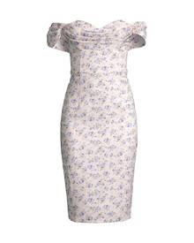 Lavish Alice Floral Off-The-Shoulder Midi-Dress