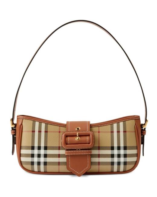 Beige Lola mini Burberry-check bouclé shoulder bag, Burberry