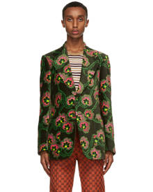 Gucci Green Ken Scott Edition Velvet Floral Palace Blazer