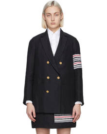 Thom Browne Navy Sack 4-Bar Double-Breasted Blazer