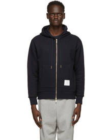 Thom Browne Navy Loopback RWB Stripe Zip-Up Hoodie