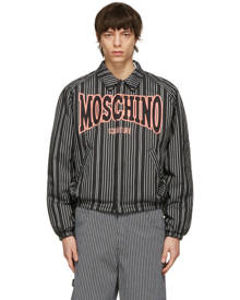 Moschino Black Insulated Pinstripe Windbreaker Jacket