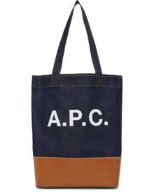 A.P.C. Indigo and Tan Denim Axelle Tote