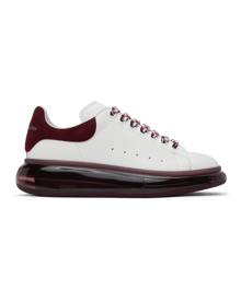 Alexander McQueen White and Burgundy Clear Sole Oversized Sneakers