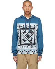 Dolce and Gabbana Blue Geometric Print Hoodie