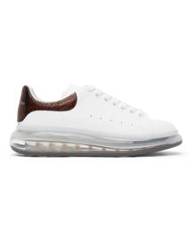 Alexander McQueen White and Brown Croc Clear Sole Oversized Sneakers