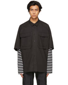 Juun.J Black Jersey Sleeve Layered Pocket Shirt