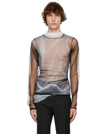 Maison Margiela Black Mesh Layered Long Sleeve T-Shirt