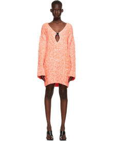 We11done Orange and White Oversized Keyhole Pullover Dress