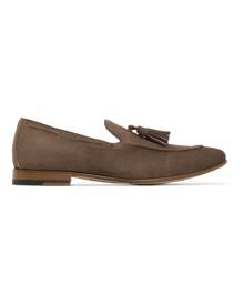Isaia Brown Suede Tassel Loafers