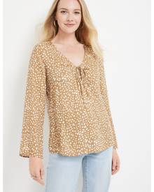 Maurices Womens Front Tie Dot Print Blouse