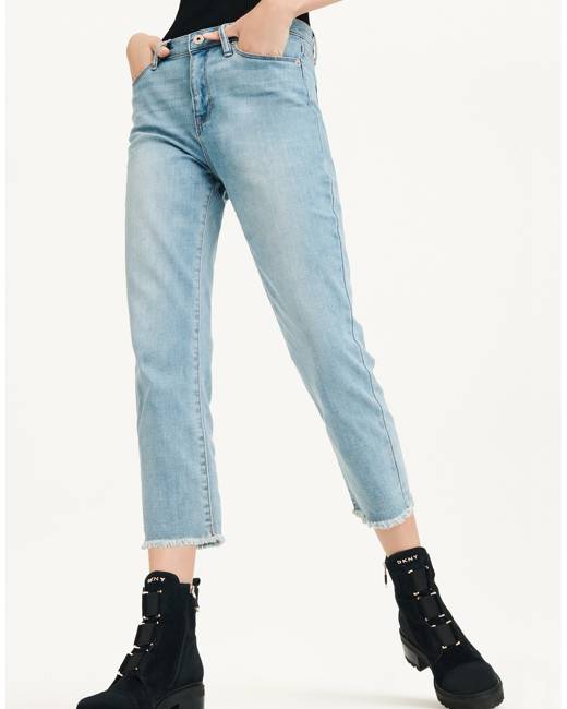 DKNY Da Donna Denim Jeans Pantaloncini RELAXED FIT Taglia W36 Blu Stretch 0711 