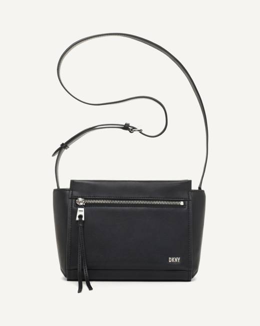 Dkny Women's Millie Micro Leather Flap Crossbody Bag in Black