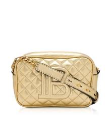Balmain Designer Handbags, Gold Laminated Leather 18 B-Camera Bag