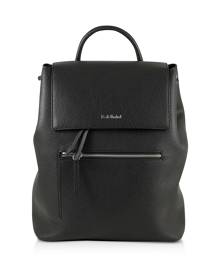 Baldinini Designer Handbags, Black Eco-Leather Backpack w/Front Zip Pocket Baldinini Designer Handbags, Black Eco-Leather Backpack w/Front Zip Pocket