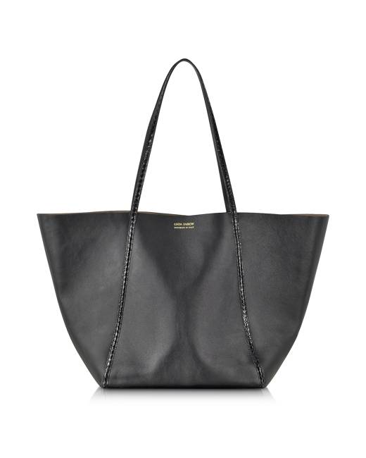 Linda Farrow Designer Handbags, Black Ayers and Calf Leather Tote Linda Farrow Designer Handbags, Black Ayers and Calf Leather Tote