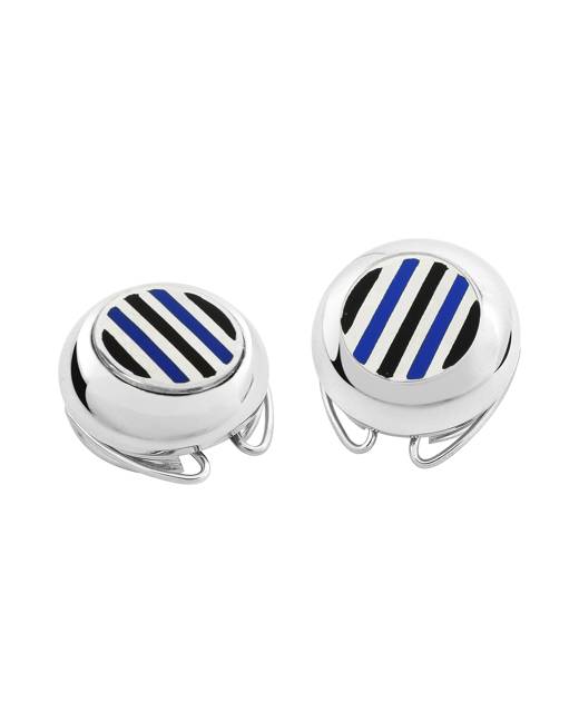 Forzieri Designer Button Covers, Striped Silver Plated Button Covers Forzieri Designer Button Covers, Striped Silver Plated Button Covers