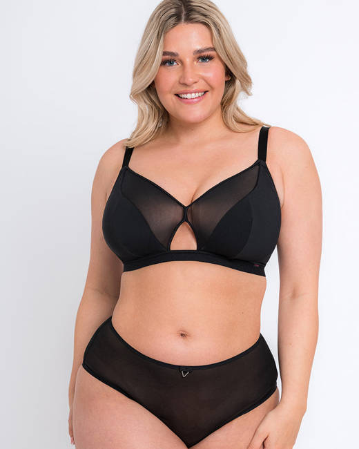 Scantilly by Curvy Kate Fuller Bust Lovers Knot embroidered lace balconette  bra in black