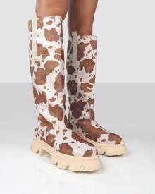 genius off white knee high chunky sole boots