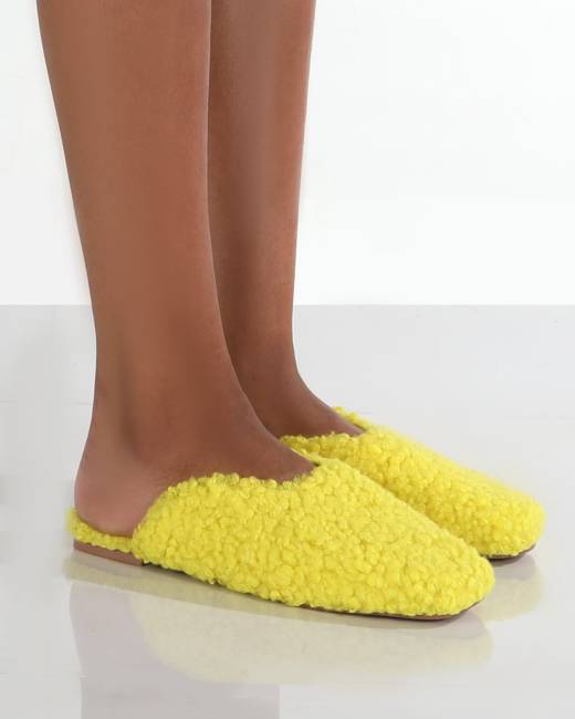 Yellow discount fluffy slippers