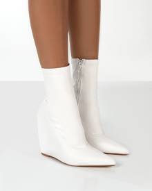 womens white wedge boots