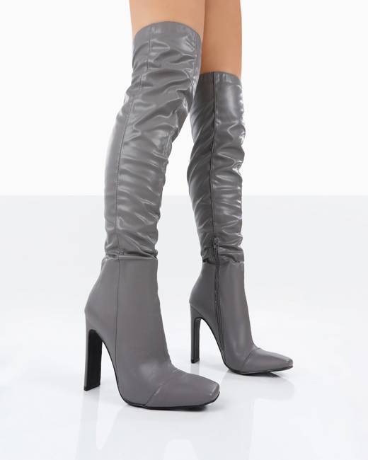 grey over the knee stiletto boots