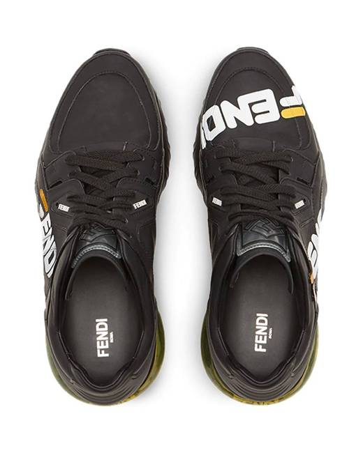 FENDI X FILA Stretch Knit Calfskin Mania Sock Sneakers 38.5 Black White  Zucca Tobacco 1025129 | FASHIONPHILE