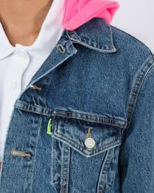 VETEMENTS Panelled Hooded Denim Jacket Pink