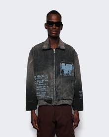 Enfants Riches Deprimes Distressed Canvas Work Jacket Black And Blue