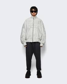 Balmain Moto Calfskin Leather Bomber Jacket White