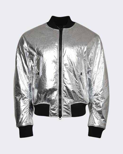 Mens Shiny Bomber Jacket Silver Gold Reflective Zip Top Hip Hop Fashion  Party | eBay