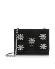 Furla Designer Handbags, Velvet and Crystals Viva Mini Pochette w/Shoulder Strap