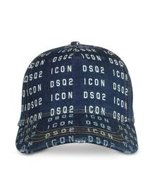 DSquared2 Designer Men's Hats, Men's Icon DSQ2 Printed Denim Baseball Cap