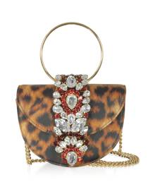 Gedebe Designer Handbags, Mini Brigitte Animal Printed Leather Clutch