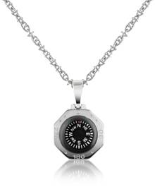 Forzieri Designer Men's Necklaces, Stainless Steel Compass Pendant Necklace Forzieri Designer Men's Necklaces, Stainless Steel Compass Pendant Necklace