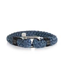 Forzieri Designer Men's Bracelets, Navy Blue Woven Rope Men's Bracelet Forzieri Designer Men's Bracelets, Navy Blue Woven Rope Men's Bracelet
