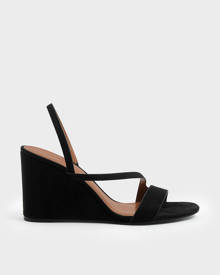 Charleskeith.com Pte. Ltd. Asymmetric Strap Textured Slingback Wedges