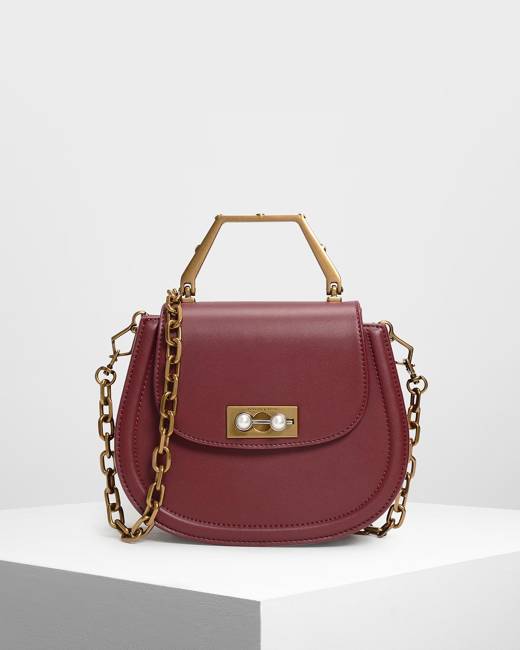 Charles and keith maroon best sale sling bag