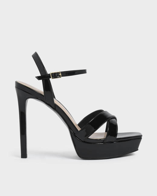 Black Boxed Pointed-Toe Flare Heel Pumps - CHARLES & KEITH IN