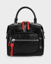 Charleskeith.com Pte. Ltd. Wrinkled Effect Front Zip Bag